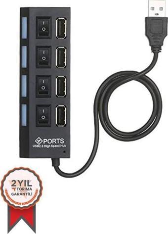 Torima Siyah YD-76 USB 2.0 4 Portlu Bilgisayar Adaptörü