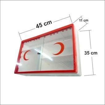 M3Decorium Camlı Kapaklı Steril İlk Yardım Sağlık Kırmızı Ecza Kutusu Dolabı