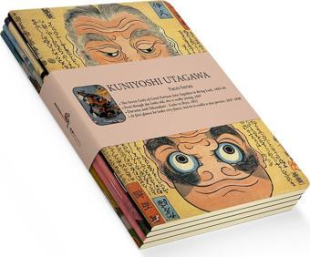 Kuniyoshi Utagawa 4'lü Defter Seti - Faces Series - Çizgisiz - 64 Sayfa - 14x21cm