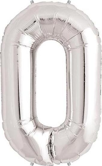 Parti Aksesuar 0 Rakam Folyo Balon Gümüş  40 inç