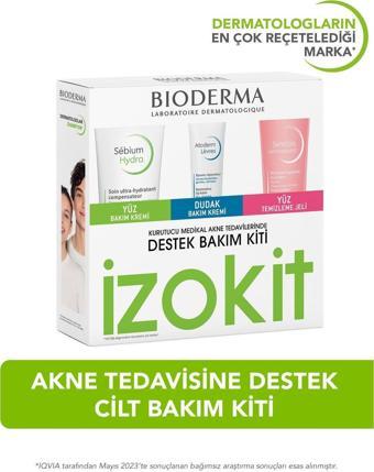 BiodermaSebium İzokit Kurutucu Akne Tedavisine Destek Cilt Bakım Kiti(Temizleme Jeli-Bakım Kremi-Dudak Balm)