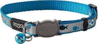 Rogz Catz Reflectocat Halsband Balık Desenli Dokuma Kedi Boyun Tasması Mavi Small 1.1x20-31 Cm