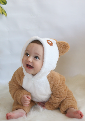 Welsoft Peluş Unisex Fermuarlı Kışlık Bebek Uyku Tulumu Bebek Tulumu Çocuk Tulumu Çocuk Kostümü