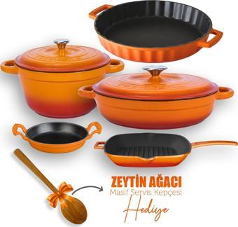 Lava Döküm 5X New Heritage Serisi Döküm Demir Tencere & Tava Seti