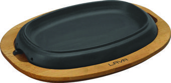 Lava Döküm Oval Fajita Tabağı Kayın Servis Ahşabı Ölçü 26x19cm.