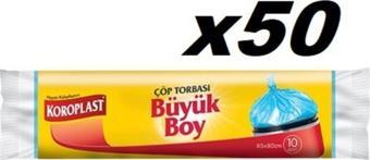 Koroplast Güçlü Büyük Boy 10lu Çöp Torbası X 50 Paket (65x80 cm)