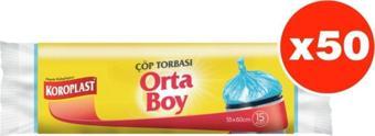 Koroplast Güçlü Orta Boy 15li Çöp Torbası X 50 Paket (55*60 Cm)