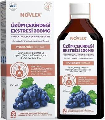 Novlex Üzüm Çekirdeği (Black Grape Seed) Ve Piperin Ekstraktı (Ekstresi) Sıvı Takviye Edici Gıda 250 Ml