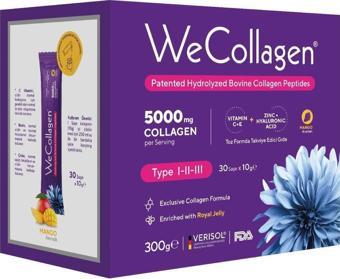 Wecollagen Toz Şase 5000 Mg Kolajen Tip 1 - 2 - 3 Arı Sütü Biotin %100 Saf Ve Doğal Takviye 30 Gün