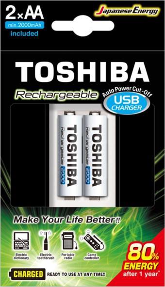 LAMFER TOSHIBA USB ŞARJ CİHAZI+2 AD.2000MAH KALEM PİL (4178)