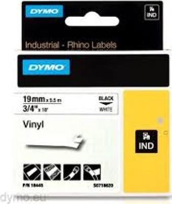 Dymo 18444 RhinoPRO Renkli Vinil 12mmx5,5m Beyaz-Siyah