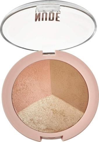 Golden Rose 3' Lü Aydınlatıcı & Allık & Bronzer - Nude Look Baked Trip Face Powder 8691190967499