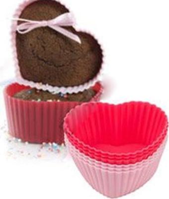 SİLİKON KALPLİ MUFFIN CUP 6'LI SET