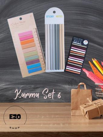 Ezoshop 3 lü Set Postit Uzun Kısa Serit Seffaf Yapiskanli Not Kagidi Kirtasiye Post it Karma Set-6