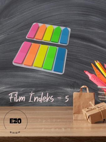 Ezoshop Şeffaf Renkli Post it Yapışkanlı Not Kağıdı Not Defteri Etiket Film İndeks-5