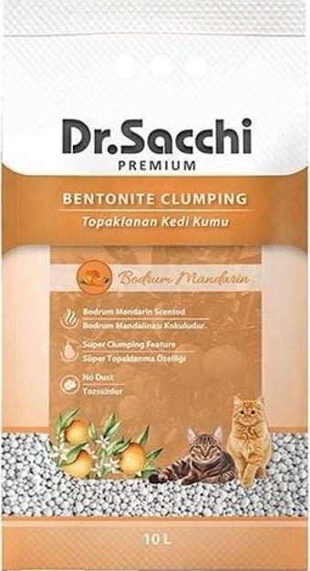 Dr.Sacchi Süper Emici Bodrum Mandalinalı Topaklanan Bentonit Doğal Kedi Kumu 10 lt