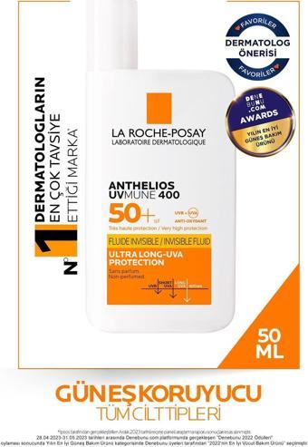 La Roche-Posay Anthelios Uvmune400 Invisible Fluid Spf50+ Yüz Güneş Kremi 50 Ml