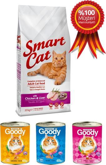 Smart Cat Tavuk Etli ve Ciğerli Yetişkin Kedi Maması 10 Kg - 3 Adet Goody Konserve Hediyeli