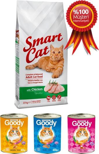 Smart Cat Tavuk Etli Yetişkin Kedi Maması 10 Kg - 3 Adet Goody Konserve Hediyeli