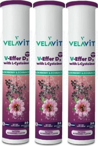 Velavit V-Effer D3 With L-Cysteine 20 Efervesan Tablet X 3 Adet
