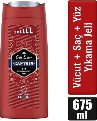 Old Spice Captain 3 In1 Body-Hair-Face Wash 675 ml Duş Jeli+Şampuan