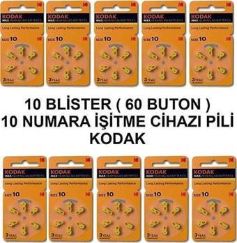 Kodak 10 Numara Işitme Cihazı Pili 10 Paket (60 Adet )