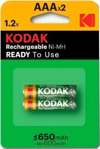 Kodak Ince Şarj Edilebilir Aaa 650 Mah 2 Li 1 Paket Kumanda Pili Şarjlı Ni-mh 1 Paket Doldurulabilir Pil