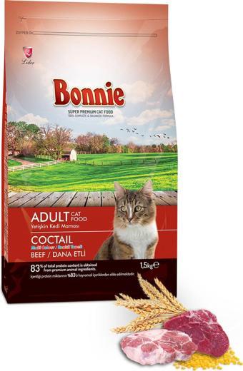 Bonnie Renkli Taneli Dana Etli Yetişkin Kedi Maması 1,5 Kg