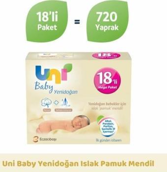 Uni Baby Yenidoğan Islak Mendil 18'li 720 Yaprak