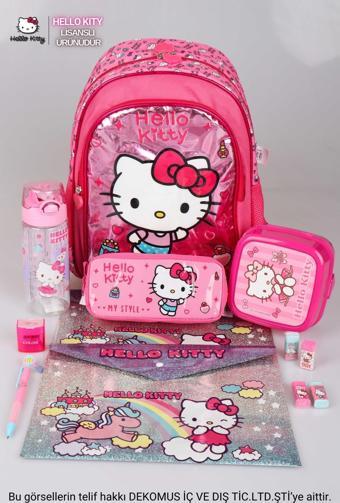 LİSANSLI HELLO KITTY İLK VE ORTA ÖĞRETİM ÇANTASI,BESLENME KABI ,KALEM ÇANTASI VE TRITAN MATARA SETİ