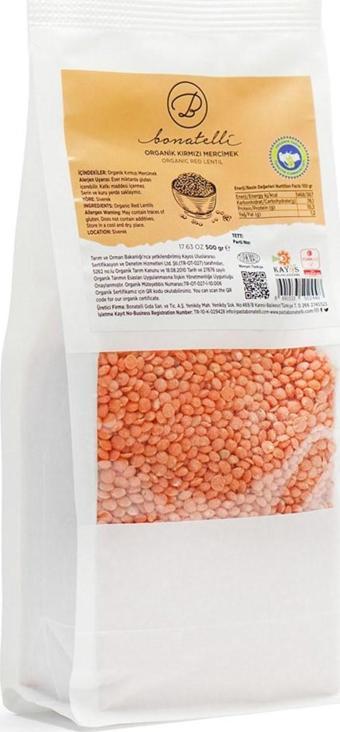 Organik Kırmızı Mercimek 500 Gr