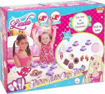 Furkan Toys Linda Kruvasanlı Işıklı Çay Seti Oyuncak çay seti 21 parça