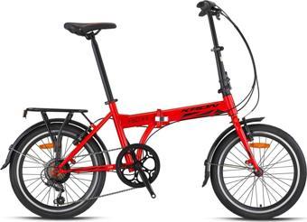 Kron Fold 4.0 20" MTB Unisex V Fren 7 Vites Katlanabilir Bisiklet Kırmızı Siyah