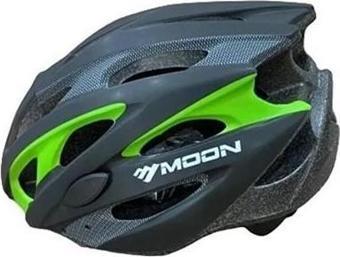 Moon MTB Bisiklet Kask MV29 Flaşörlü M Beden Bisiklet Kaskı Medium Mat Siyah / Yeşil