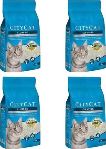 Sanicat City Cat Aktif Karbonlu Topaklanan Kedi Kumu 10 Lt X 4 Adet