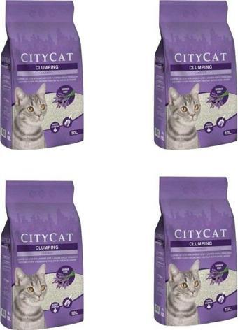 Sanicat City Cat Lavanta Kokulu Topaklanan Kedi Kumu 10 Lt X 4 Adet