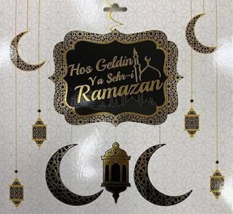 Gold-Siyah Hoşgeldin Ya Şehri Ramazan Tavan Süs - Banner - Sarkıt Banner