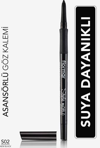 Flormar Suya Dayanıklı Asansörlü Göz Kalemi(Yoğun Siyah)-Stylematic Eyeliner-S02Newblack-8690604190492
