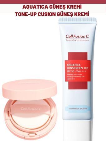 Cell Fusion C Aquatica ve Tone Up Cusion Kompakt Güneş Kremi Seti