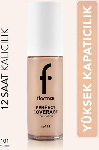 Flormar Perfect Coverage Yoğun Kapatıcı Su Bazlı Fondöten (Sıcak Alt Ton) -101 Pastelle -8682536058148