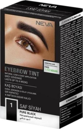 Neva Eyebrow Tint Vegan Kaş Boyası Seti 1 Saf Siyah