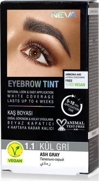 Neva Eyebrow Tınt Kaş Boyası 15Ml (Vegan) 1.1 Küllü Gri