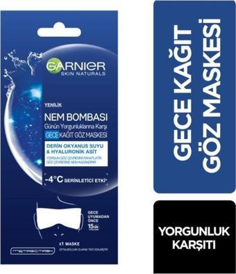 Garnier Nem Bombası Yorgunluklara Karşı Gece Kağıt Göz Maskesi