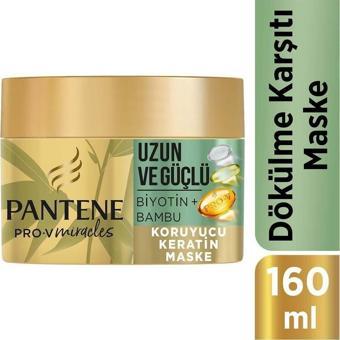 Pantene Saç Bakım Maskesi Uzun Ve Güçlü, Keratin Koruyucu, Dökülme Karşıtı, Bambu + Biyotin 160 Ml