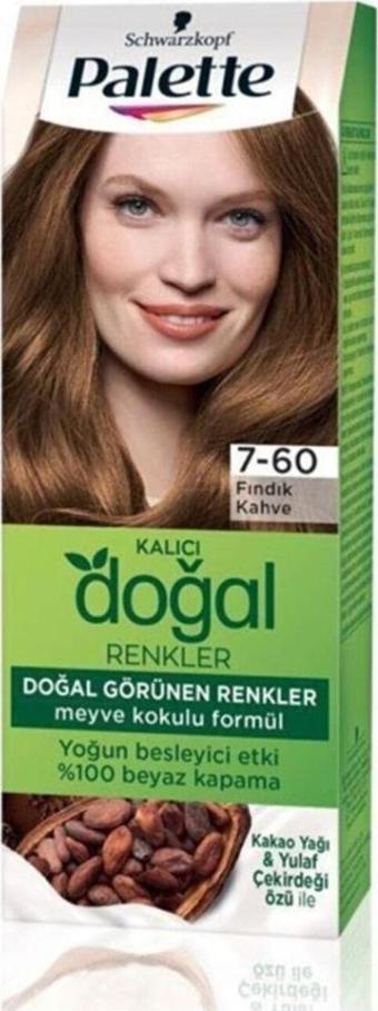 Palette Kalıcı Doğal Renkler Saç Boyası 7-60 Fındık Kahve