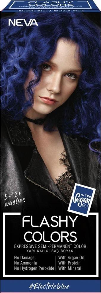 Neva Flashy Colors Yarı Kalıcı Saç Boyası Electric Blue / Elektrik Mavi 100 Ml