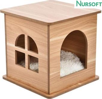 Nursoft Ahşap Kedi Evi Kedi Yuvası Nr-0085