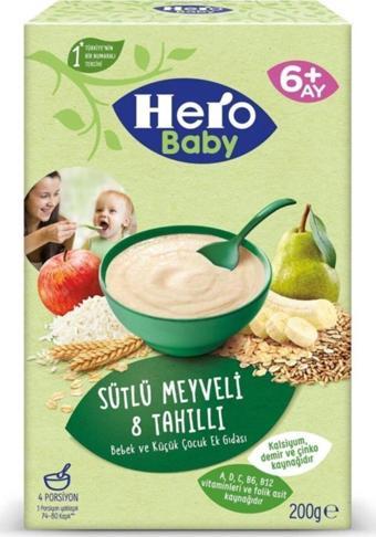 Hero Baby Sütlü Meyveli 8 Tahıllı Mama 200 Gr