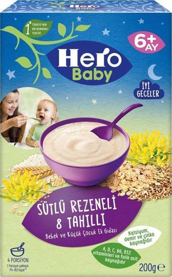 Hero Baby Sütlü Rezeneli 8 Tahıllı Kaşık Maması 200 Gr