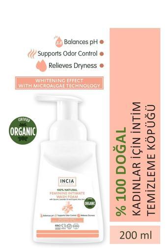 INCIA %100 Doğal İntim Yıkama Köpüğü pH 3.8 Beyazlatma Etkili ve Koku Önleyici Vegan 200 ml